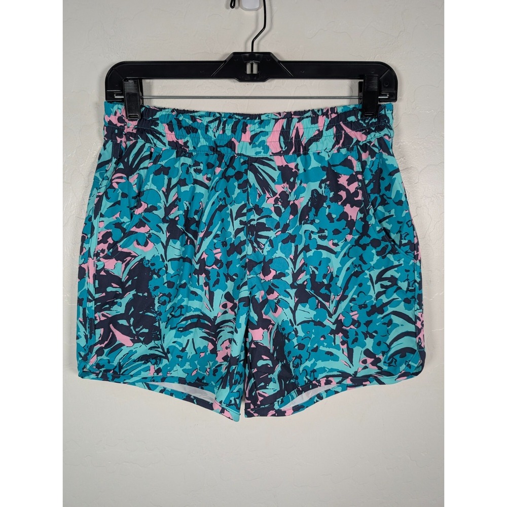 Columbia Board Shorts Girls Size Large Green Turtle Cove Pockets Elastic Waist